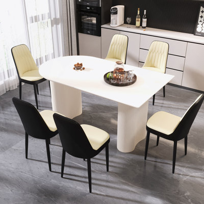 Table de salle à manger de style moderne avec 6 chaises rembourrées