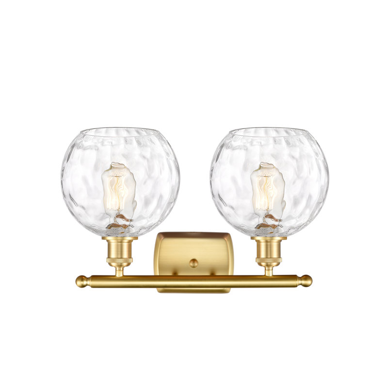 Éclairage pour meuble-lavabo en laiton antique à 2 lumières Cindi, Ampoule non incluse, Or satiné