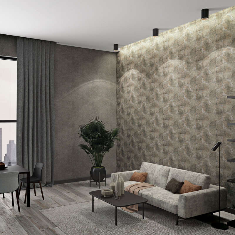 Lisbon 10.05cm x 53cm Textured Matte Wallpaper Roll, Brown
