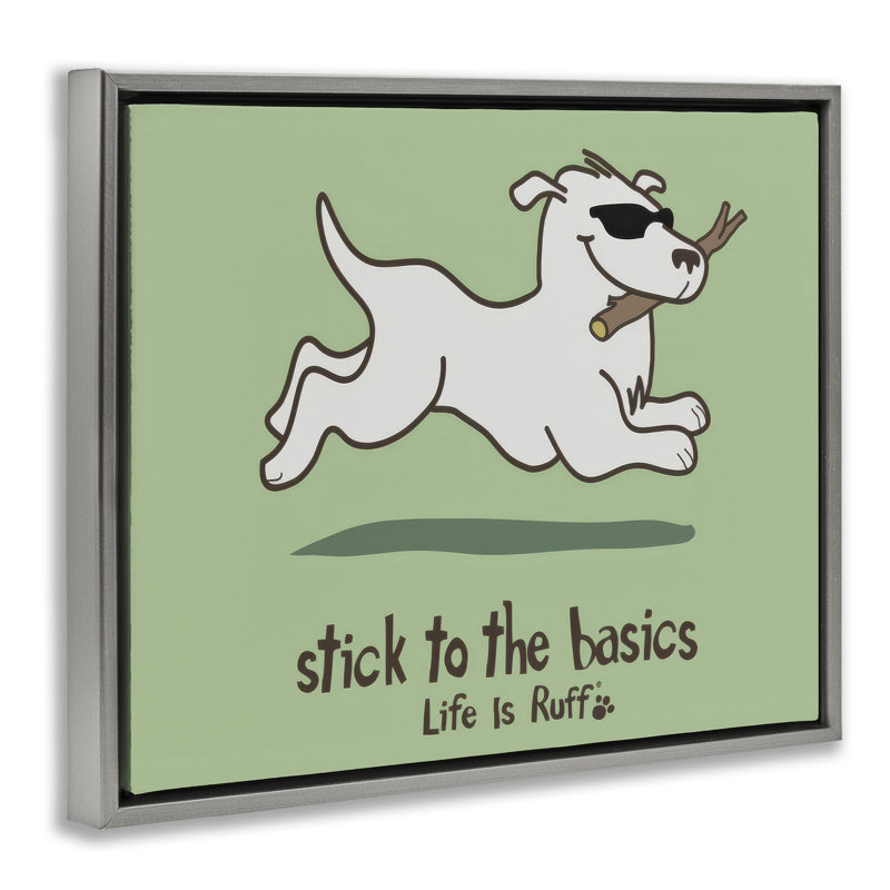  «Stick To Basics Dog» par LIR, H 17 po x l 21 po, Cadre flottant gris lustré