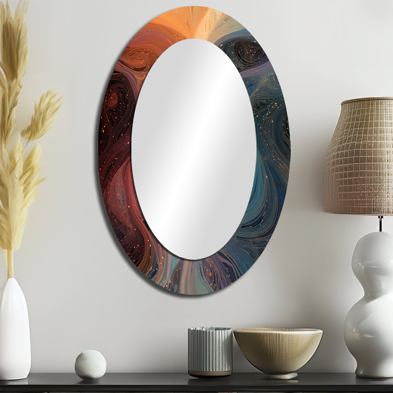 Miroir mural moderne encre rouge, 36 po x 24 po