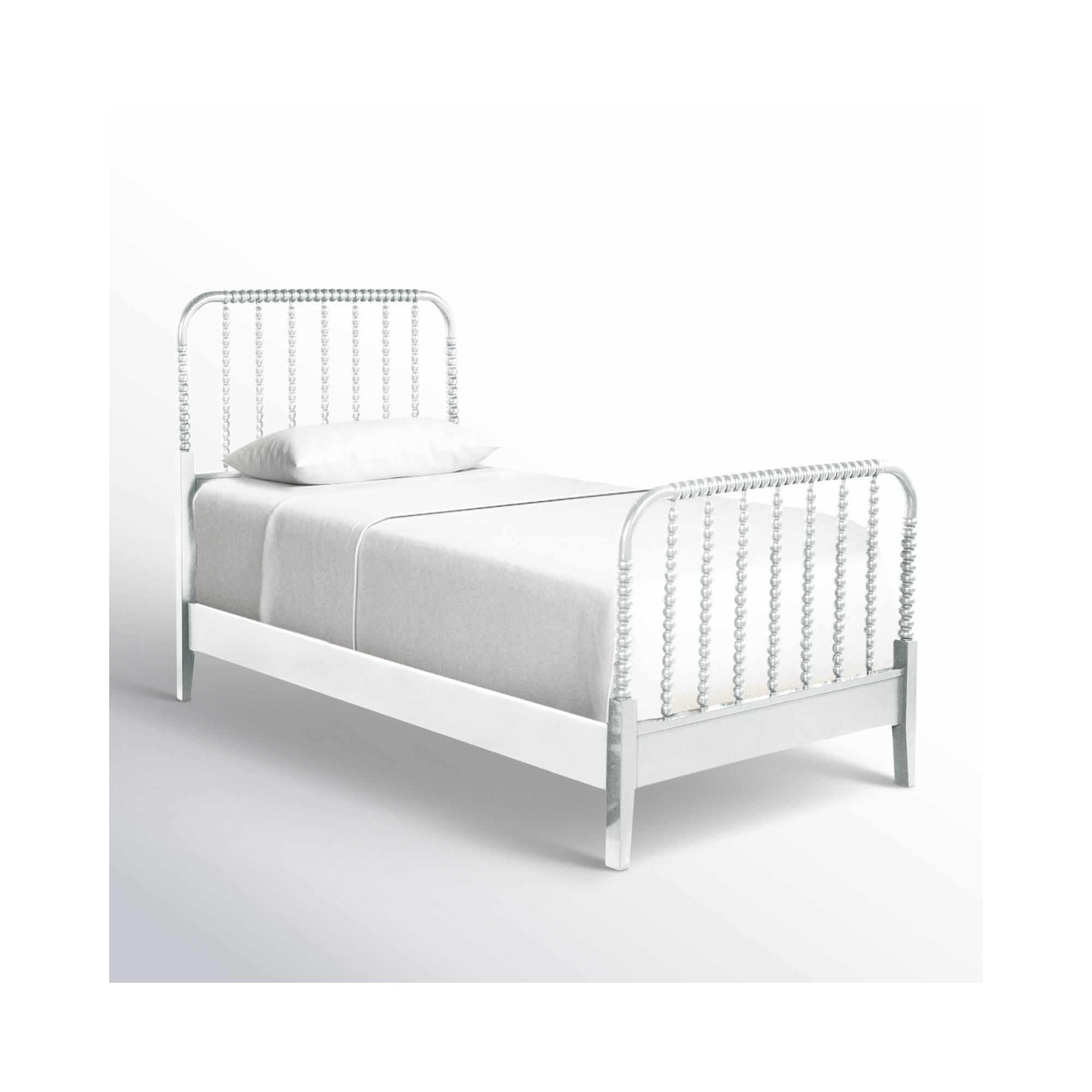 Louisa Solid Wood Spindle Bed, Frost White, Twin