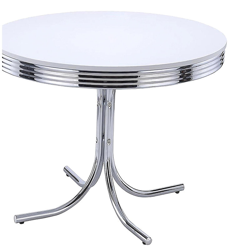 White and chrome round table