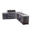 Mont Alpi Mai805-bss90bevxl 6-burner 94"x113" L-shaped Premium Black Stainless Steel Outdoor Kitchen Island Gas Grill + Beverage Center Sink & Faucet + Refrigerator + Granite Countertops + Rotisserie