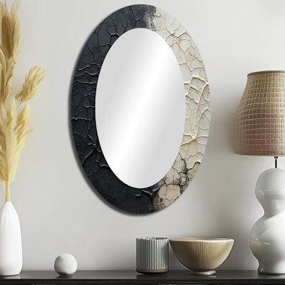 Miroir mural ovale blanc et noir