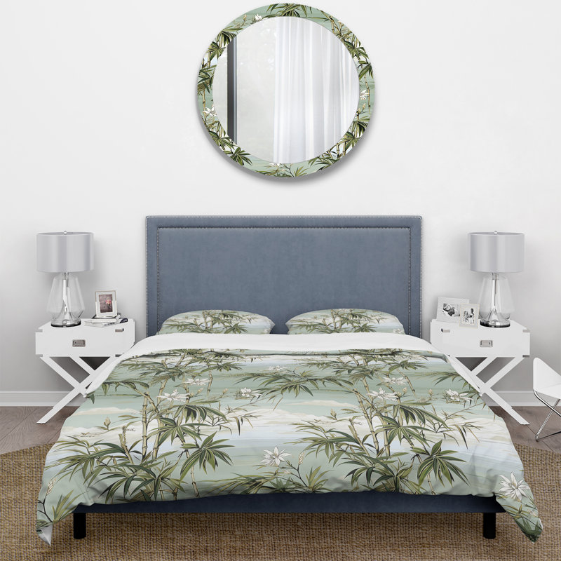 Bamboo Reflections Tropical Pattern IV Duvet Cover, Twin Duvet Cover + 1 Standard Sham