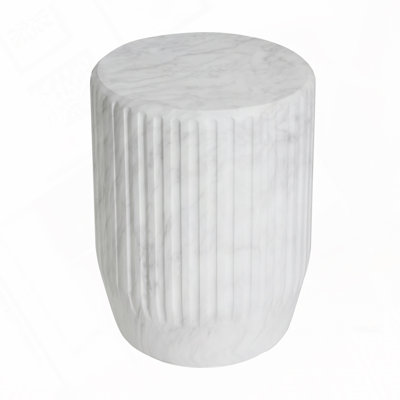 Magnus Modern Organic Stone-Texture Outdoor MGO Side Table with Fluted Pedestal Design