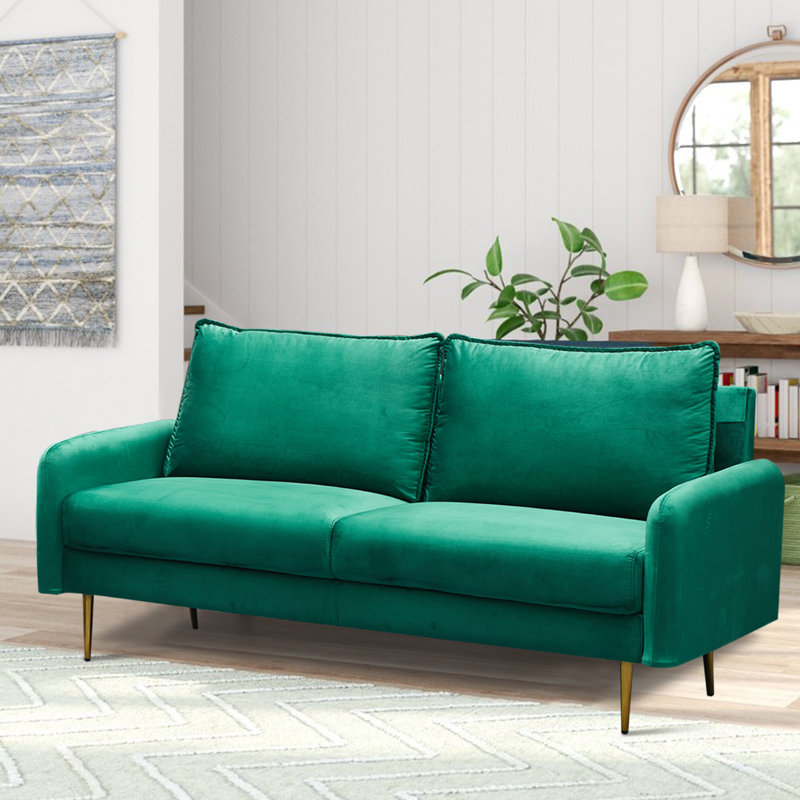 Govany 57.8'' Velvet Loveseat, Green Velvet, 34" H x 69" W x 32" D