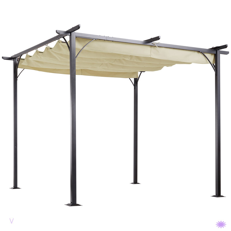 Outdoor Retractable Pergola Canopy, Metal Patio Shade Shelter For Backyard, Porch Party, Garden, Grill Gazebo