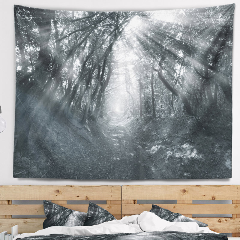 Tapisserie Schafer Sun Rays Through Grey Trees, H 32 po x l 39 po