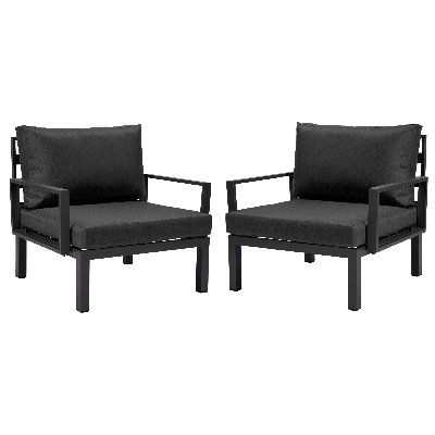 Ensemble de 2 chaises de patio en aluminium avec coussins, collection Gyanni