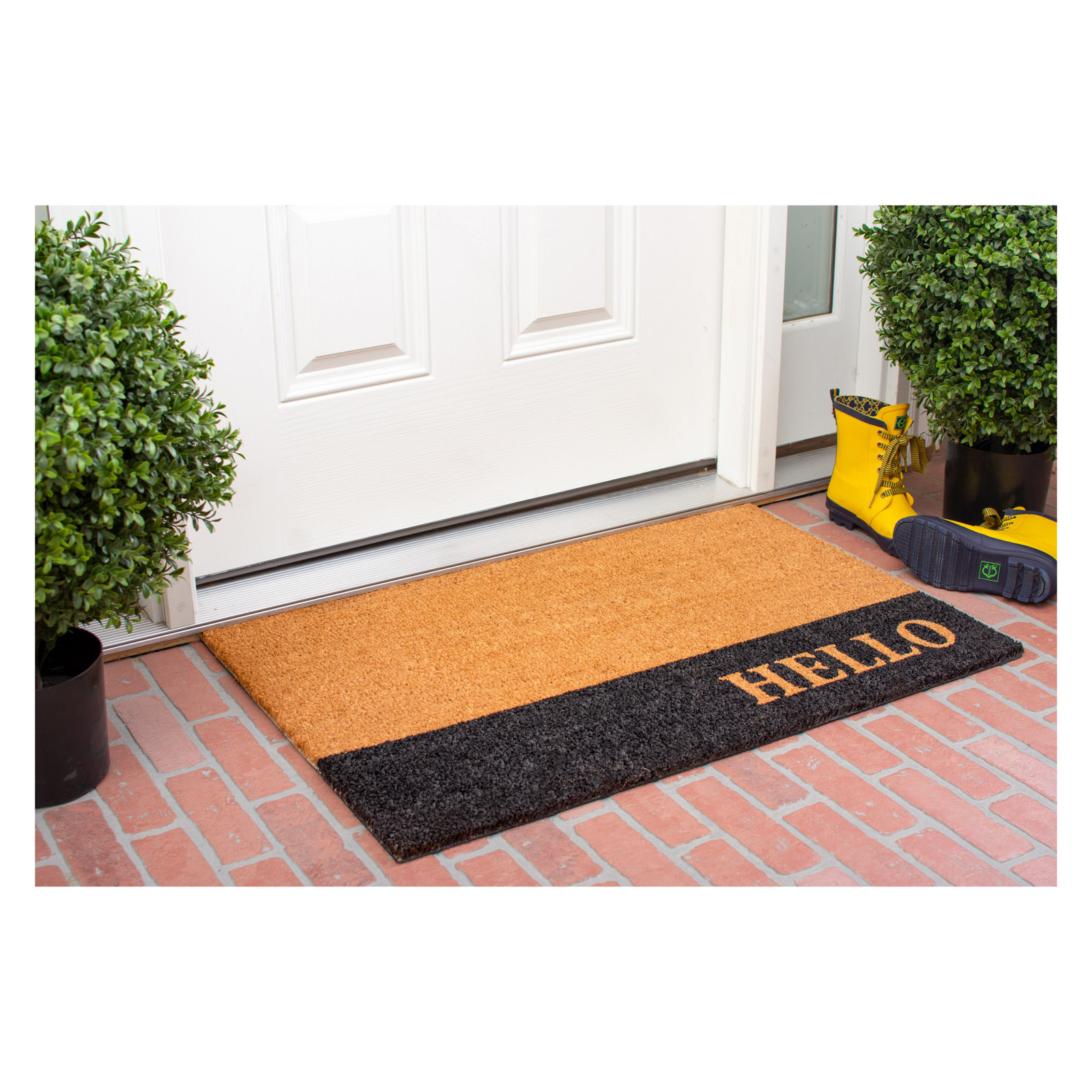 Abhilasha Non-Slip Striped Outdoor Doormat, Rectangle 2' x 3'