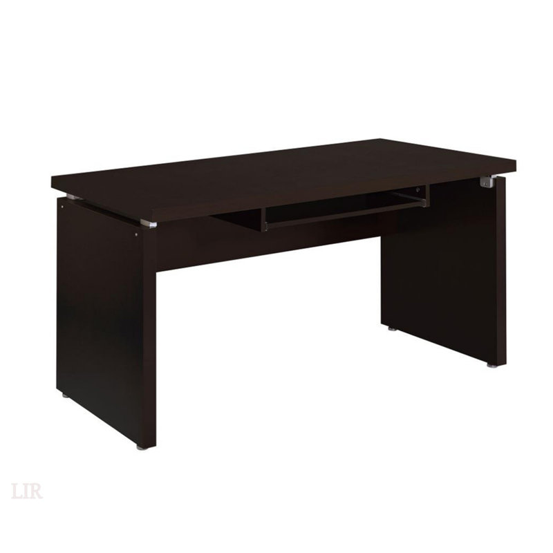 Bureau d'ordinateur robuste à finition cappuccino avec plateau à clavier coulissant pour une meilleure efficacité de l'espace de travail