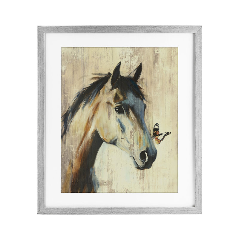«Tiny Magic Horse & Butterfly», reproduction encadrée sous verre, conception de Svetlana Aleynikova, H 21 po x l 17 po