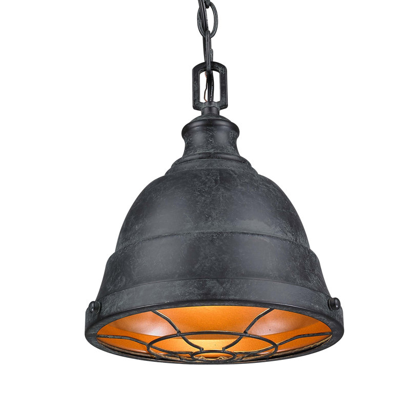 Luminaire suspendu en forme de dôme à une lumière Skye, Patine noire