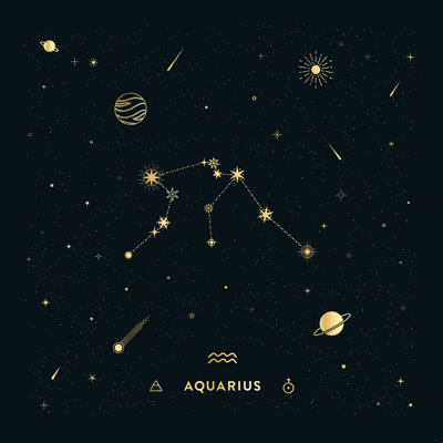 Aquarius Constellation en or