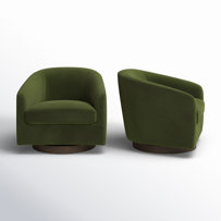 Green Upholstered Swivel Barrel Chair