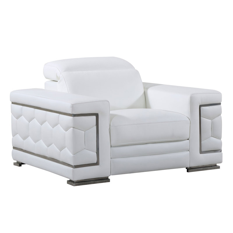 Ensemble de salon en cuir véritable Grindler, Cuir véritable blanc