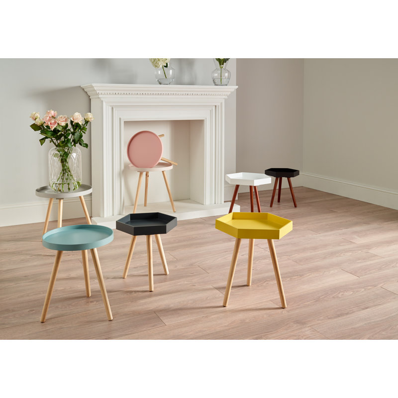 Margaux Tray Top End Table, Blush Pink, Brown