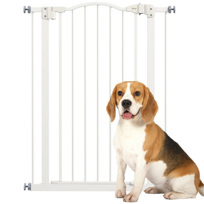 Tucker Murphy Pet™ Extra Tall Dog Gate With Door, Pressure Fit, Auto Close, Double Locking For Doorways Hallways Stairs, White