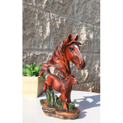 Sculpture de famille de chevaux équine Western