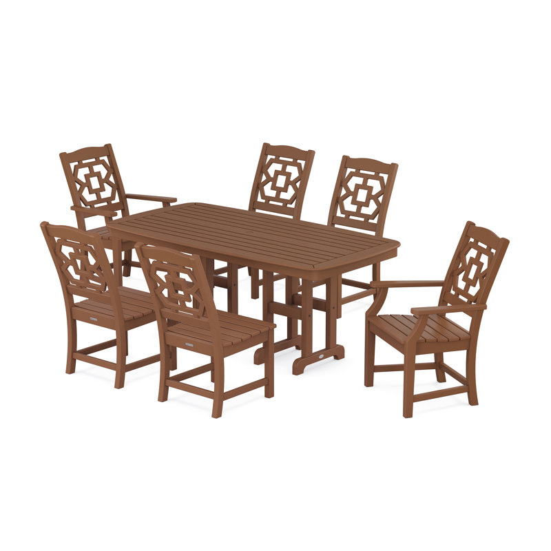 Martha Stewart by POLYWOOD Chinoiserie 7-Piece Dining Set, Brown