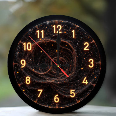 Horloge cosmique avec chiffres orange