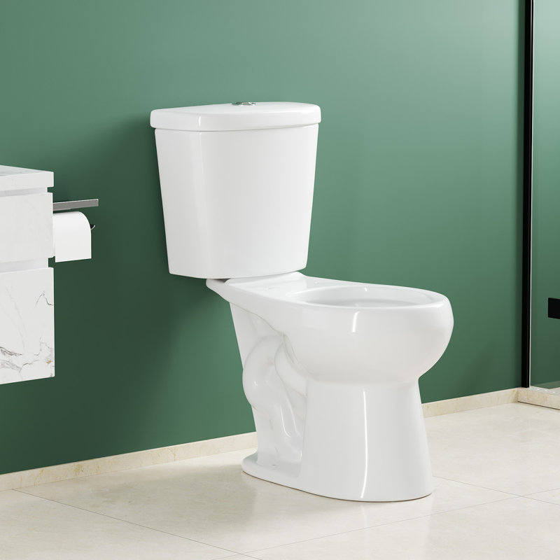Toilette commerciale deux pièces GarveeHome - conforme ADA - bol allongé / rond, hauteur totale 17 à 19 po, chasse arrière siphonique 1,28 GPF, siège à fermeture en douceur