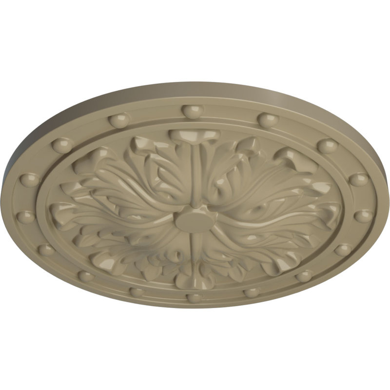 Médaillon de plafond Endurathane Lunel, DE 20 1/4 po x P 1 1/2 po (convient aux auvents jusqu'à 3 3/4 po), finition craquelée pierre de château peinte à la main