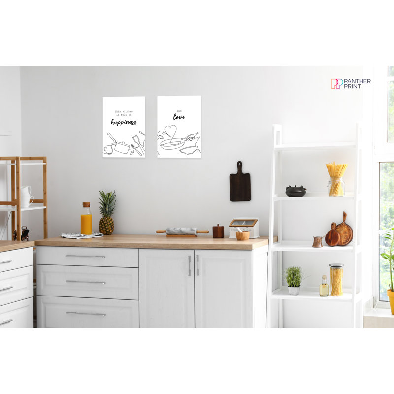 This Kitchen Is Full Of Happiness And Love - 2 Piece No Frame Print Set, 29.7cm H x 21cm W