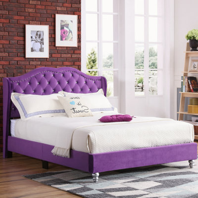 Transitional Purple Upholstered Full Bed