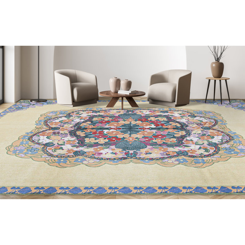Hand-Knotted High-Quality Yellow and Gold Area Rug