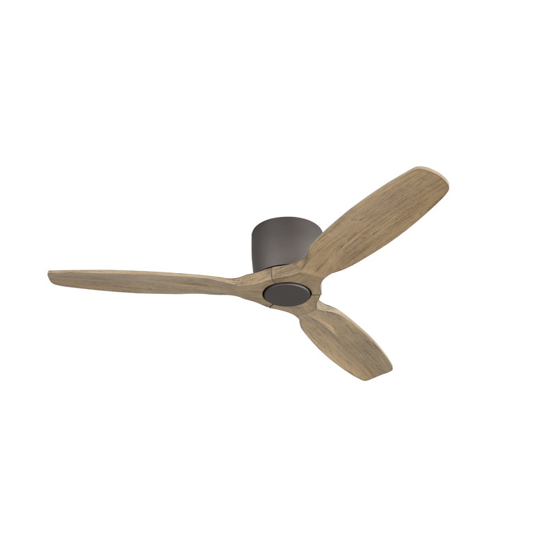 48 in. 3-Solid Blades Indoor Standard Ceiling Fan Flush Mount with Remote, Gray, Charcoal Gray Wood Grain