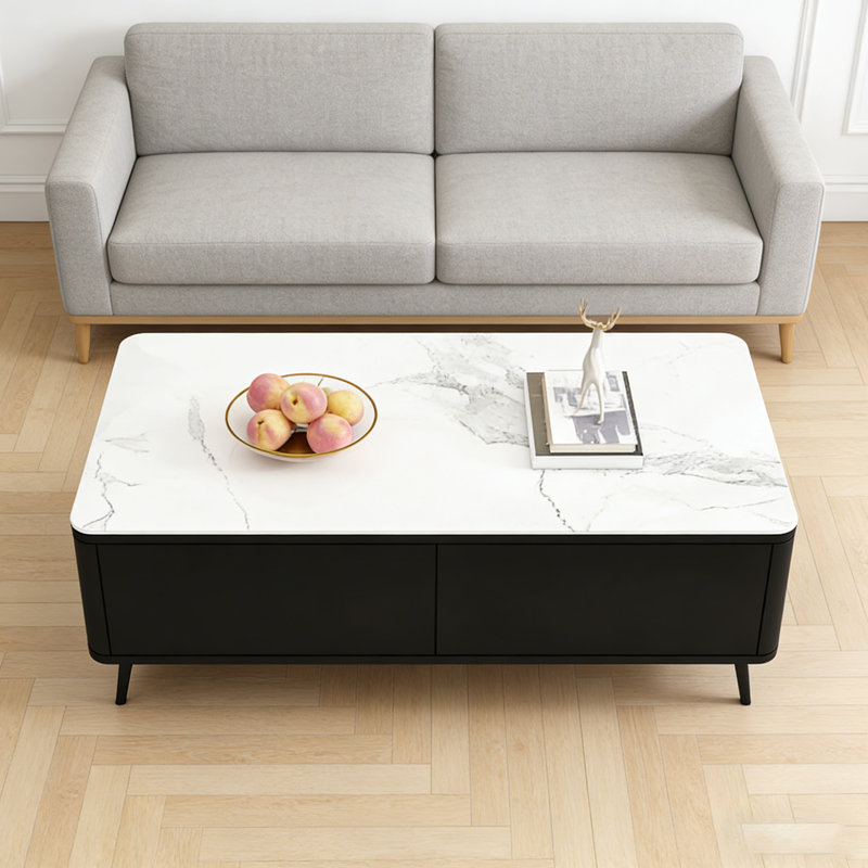 Table basse légère et luxueuse, H 15,74 po x L 51,18 po x l 23,62 po, Noir