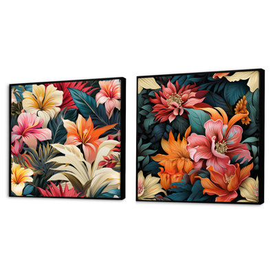 Christerfer - Ensemble de 2 collages carrés floraux