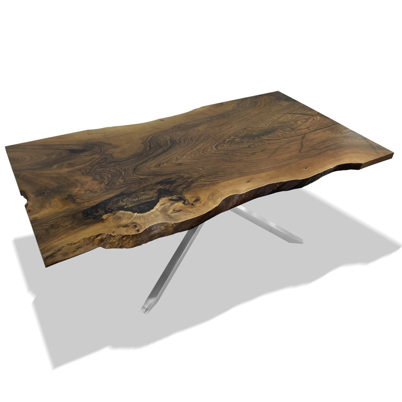 Walnut Metal Base Dining Table, H75 x L244 x W122cm