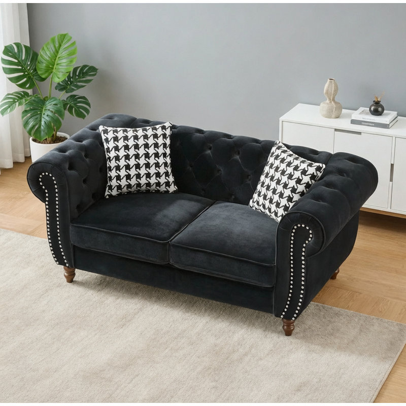 Canapé 67 po en tissu d'ameublement Chesterfield, 67 pouces