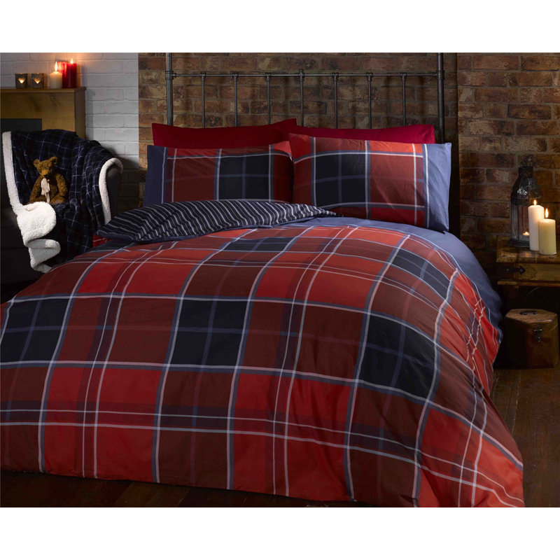 Goodrich Cotton Blend Duvet Cover with Pillowcases Included, Red, Kingsize Duvet Cover + 2 Standard Pillowcases