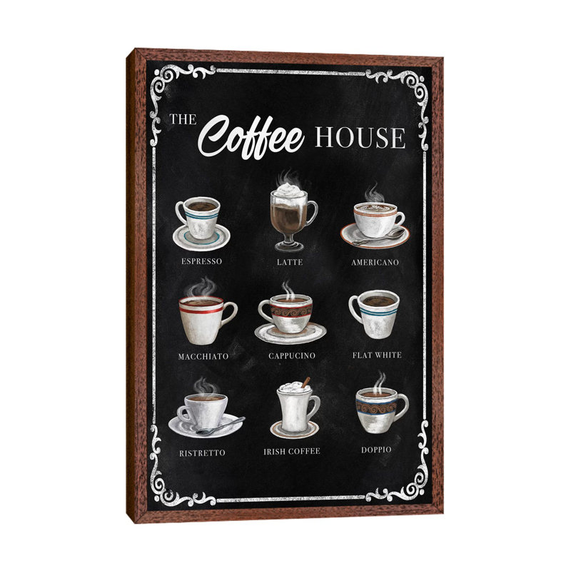The Coffee House by Conrad Knutsen - Print on Canvas, 101.6cm H x 66.04cm W x 3.81cm D, Classic Brown Wood Framed