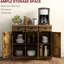 Buffet rustique brun - Buffet avec 3 tiroirs et tablettes réglables pour le rangement de la cuisine moderne