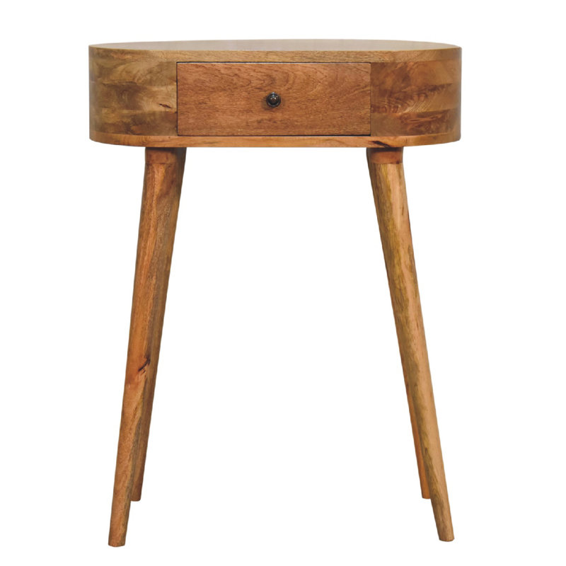 Evonnia 60cm W Solid Wood Bedside Table, Oak