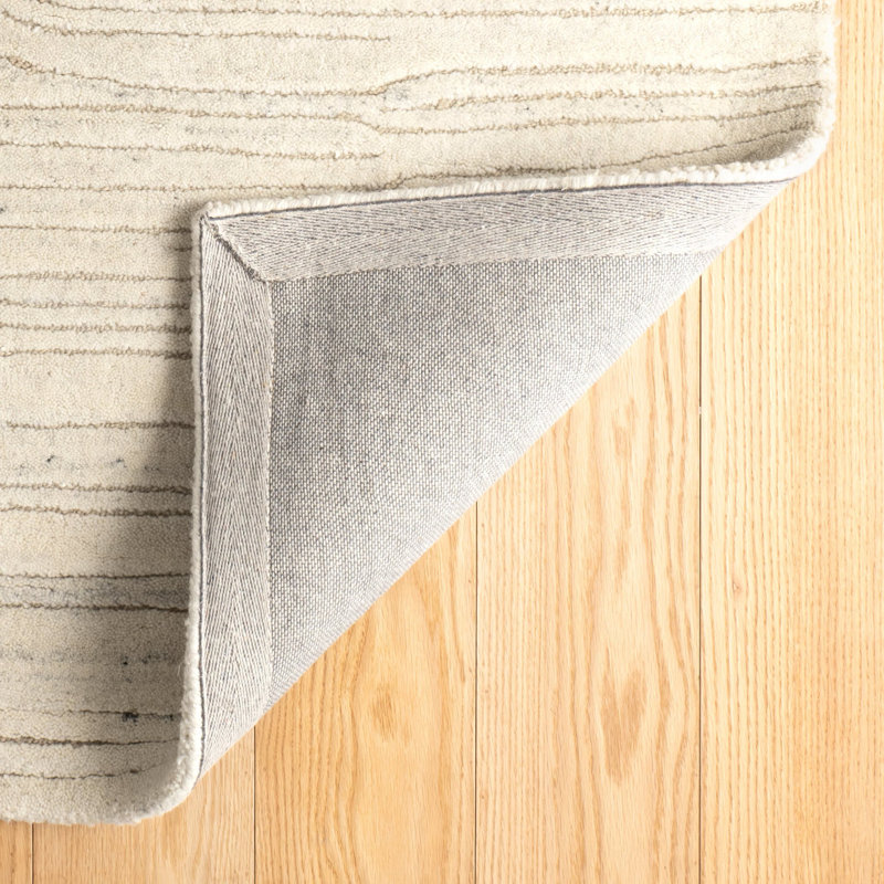 Avery Oatmeal Hand Tufted Wool Rug, Rectangle 5' x 8'