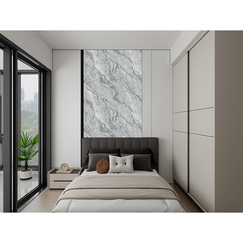 2 panneaux muraux décoratifs en marbre gris / 2 tuiles Ppf (24 po x 98,5 po), H 98,50 po x l 23,20 po