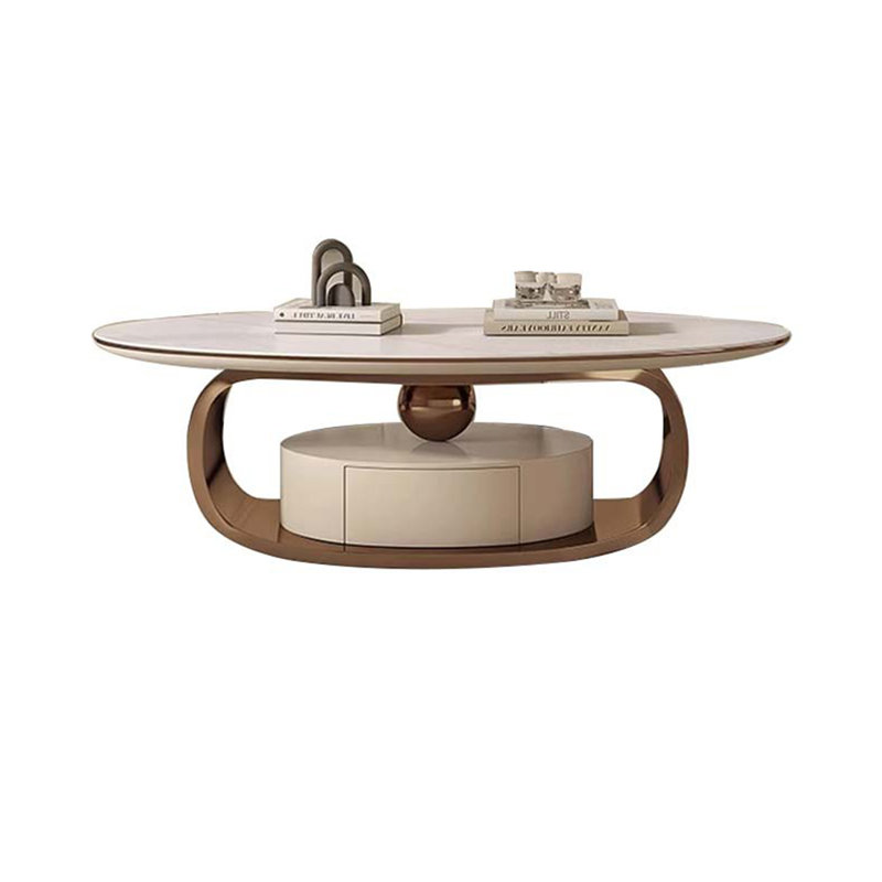 Pedestal Coffee Table with Storage, H 16,53 po x l 47,24 po x P 23,62 po, Or