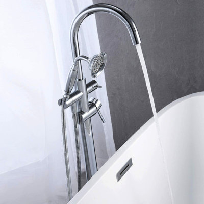 Robinet de baignoire autoportant fixé au sol, fabrication en laiton, douche à main pour une fonction de salle de bain améliorée, robinet de baignoire élégant et contemporain, douche, salles de bain modernes