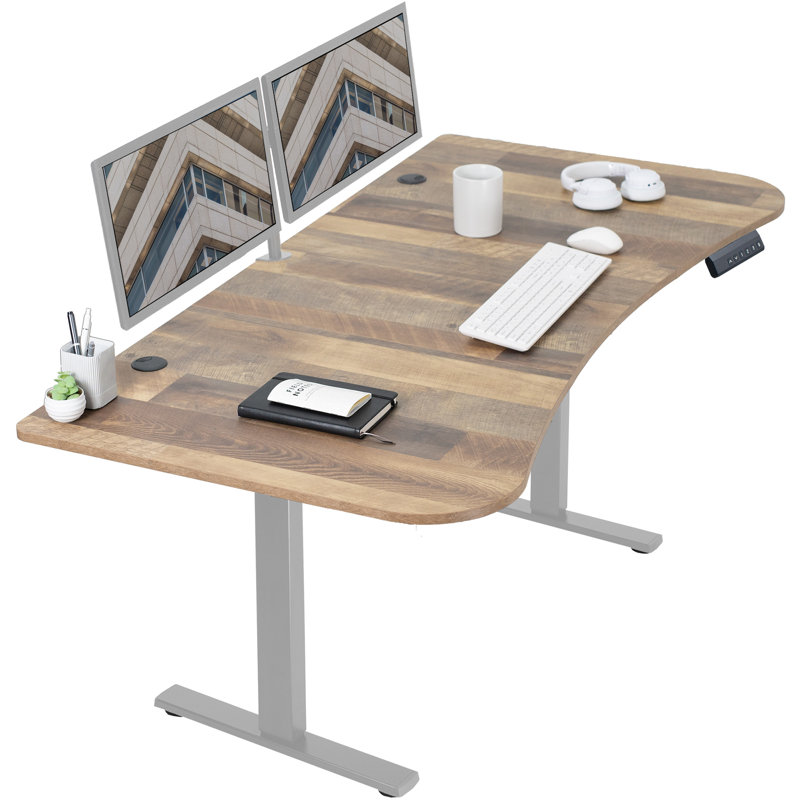 Bureau électrique électrique 63 po x 32 po (série DESK-KIT-1B1B), Bois récupéré / gris