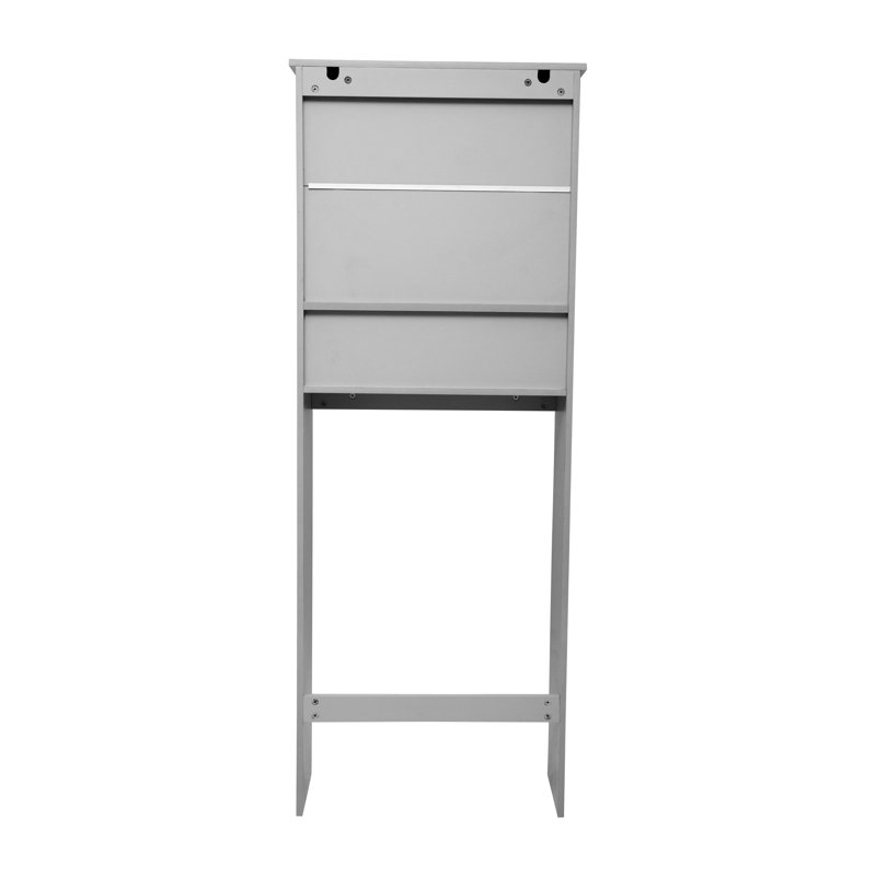 Gray Engineered Wood Over-the-Toilet Storage Cabinet with Adjustable Shelves