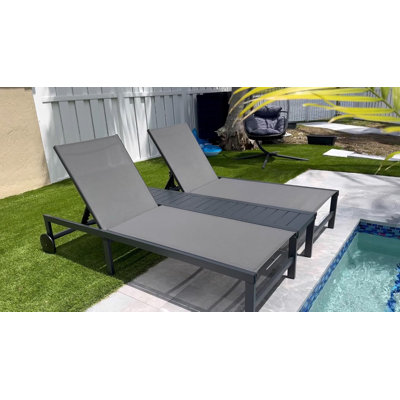 Outdoor Double Chaise Lounge With Independently Adjustable Backrest Tanning Daybed Reclining Lovesaet For Pool Beach Garden Patio Lounge by Latitude Run