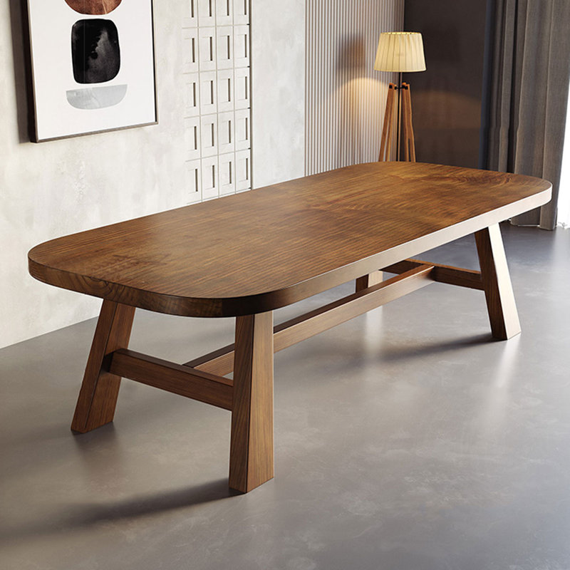 Table de salle à manger rectangulaire en bois massif brun noisette, H 29,53 po x L 70,87 po x l 31,5 po
