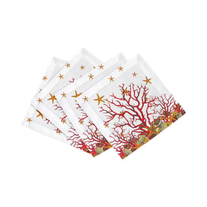Square Napkins, White Red